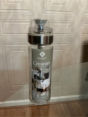 Gourmet Kitchen Cream Creamer Dispenser Glass Taupe Salad Dressing Syrup Oil